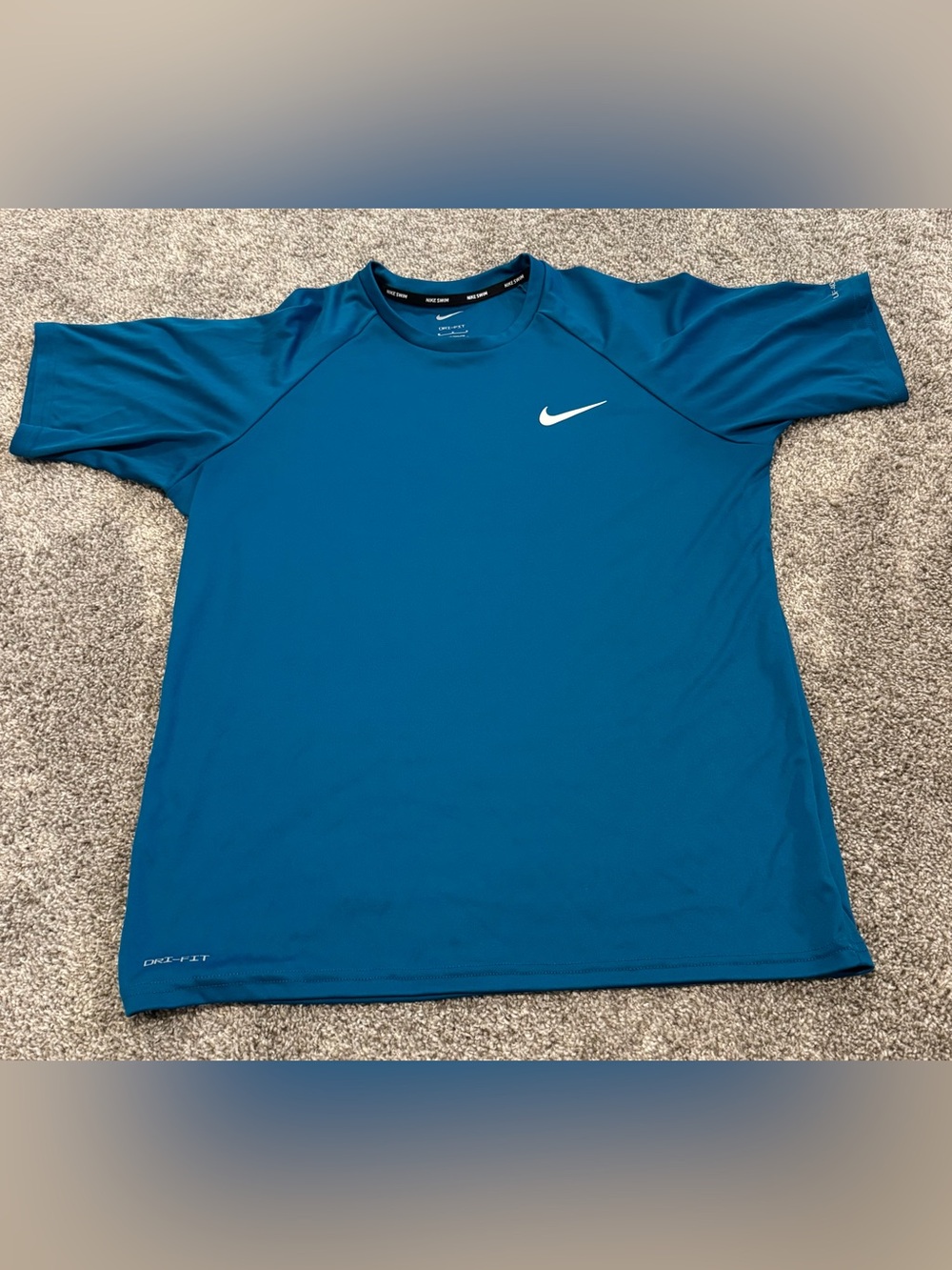 Nike Short Sleeve Dri-FIT Crew Tee in Teal Blue with White Swoosh